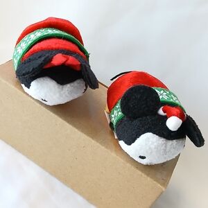 Genuine Disney Couple Mini Mickey & Minnie Christmas Collectible Plush 3.5"